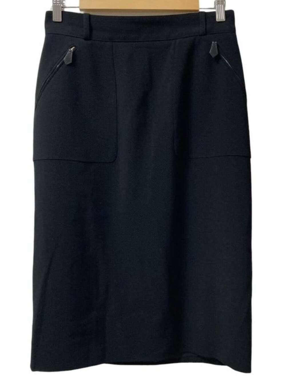 Hermes Wool Tight Skirt Size 42 Black